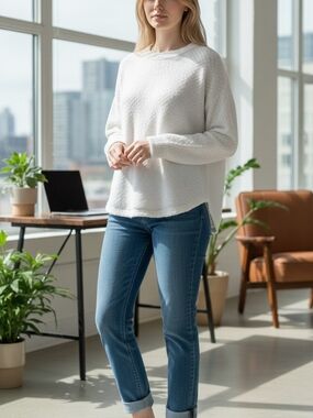 Hollister Cream Bouclé Crew Sweater